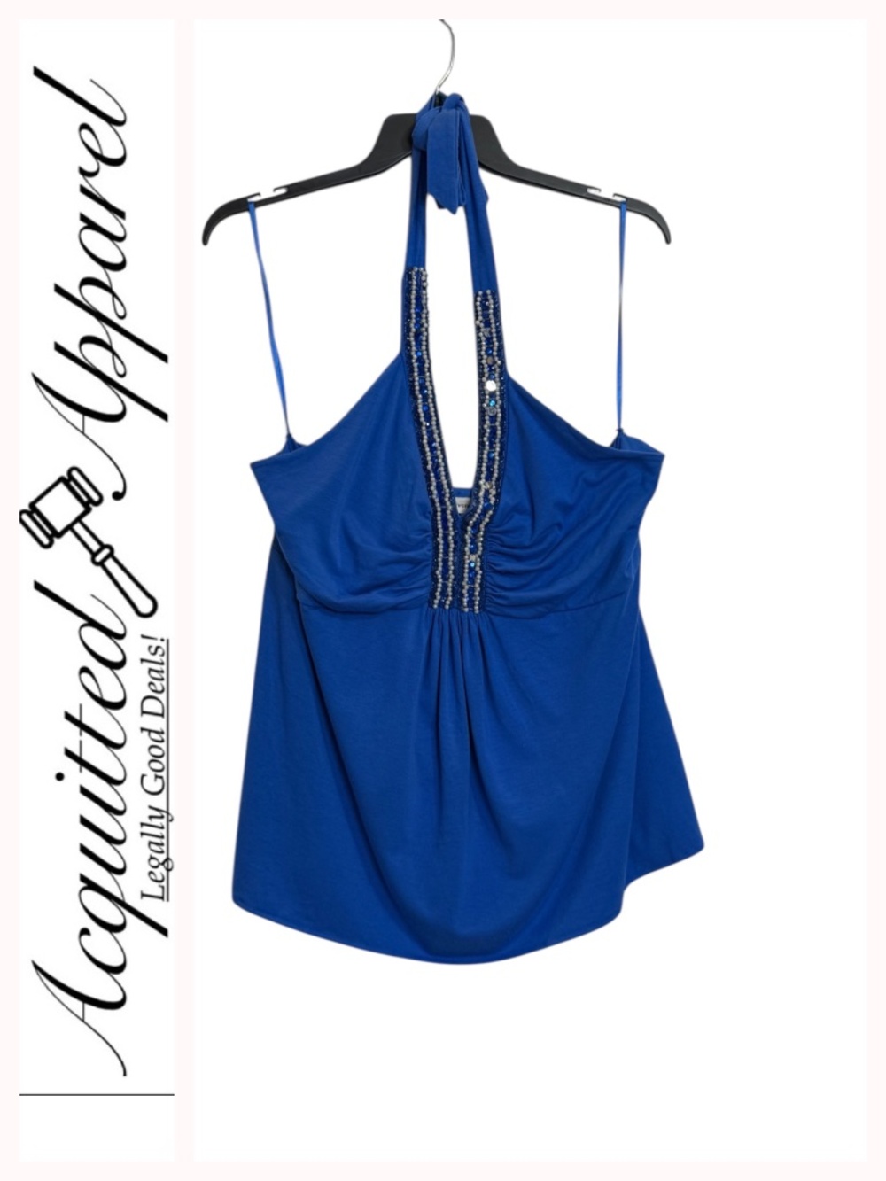 Venezia Blue Beaded Tie Neck Halter Top 18/20